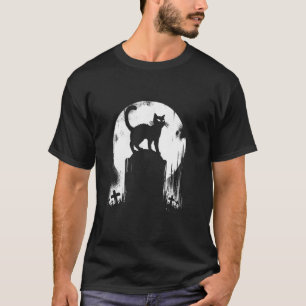 Camiseta Gato Negro En Tumba - Gato Espeluznante Cementerio