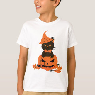 Camiseta Gato negro en una calabaza, Halloween