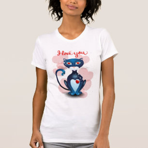 Camiseta Gato negro enamorado
