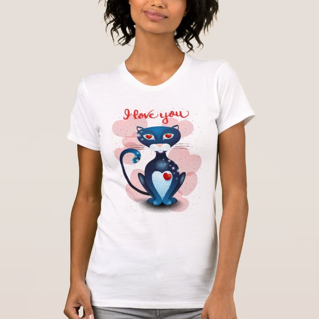Camiseta Gato negro enamorado (Anverso)