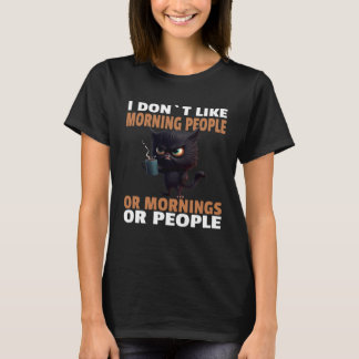 Camiseta Gato Negro Enojado Bebe Café No Me Gustan Las Maña