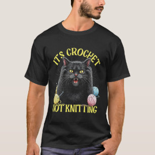 Camiseta Gato negro Es ganchillo no gato tejiendo