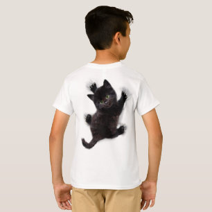 Camiseta Gato Negro Escalando En La Espalda Humana