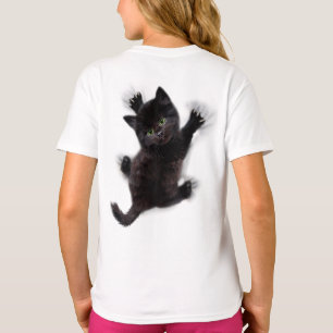 Camiseta Gato Negro Escalando En La Espalda Humana
