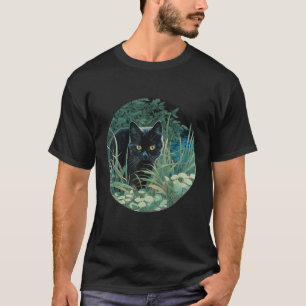 Camiseta Gato negro escondido en la hierba alta