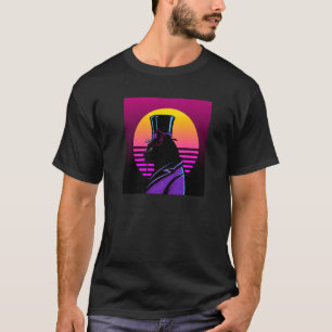 Camiseta Gato Negro Esmoquin Sombrero de Copa Perfil Cyber