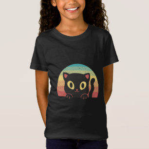 Camiseta Gato Negro Espiando – Estética Retro de Puesta de
