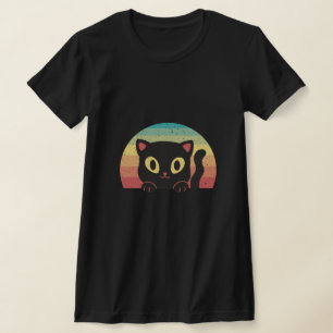 Camiseta Gato Negro Espiando – Estética Retro de Puesta de