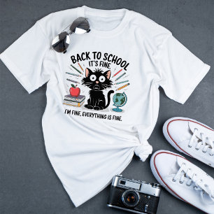 Camiseta Gato negro está bien, estoy bien de vuelta a la es
