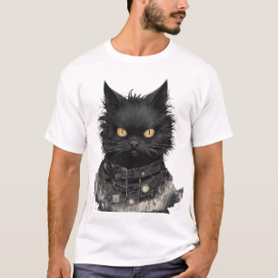 Camiseta Gato negro estático con ojos dorados