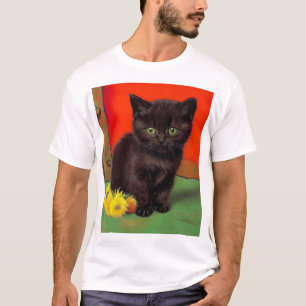 Camiseta Gato negro estilo Van Gogh