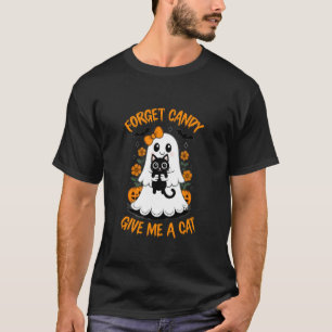 Camiseta Gato Negro Fantasma Divertido Olvida Caramelo Dame