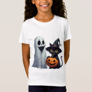 Camiseta Gato negro fantasma lindo y calabaza reunidos 👻