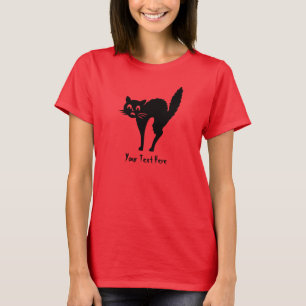 Camiseta gato negro fantasmagórico con detrás arqueado