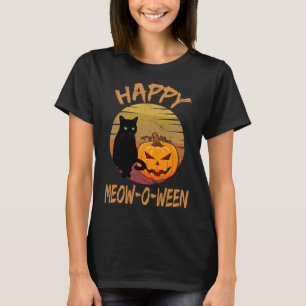 Camiseta Gato negro feliz miau entre el costo de Tee de Hal