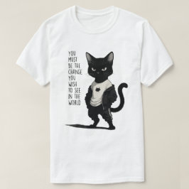 Camiseta Gato Negro Feroz Sé El Cambio Frase - Inspiración