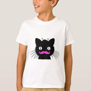 CAMISETA GATO NEGRO FUNNY PINK MUSTACHE