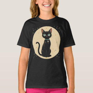 Camiseta Gato negro futurista atómico Luna