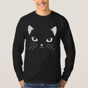 Camiseta Gato negro gatito maúlla lindo cachorro Negro y bl