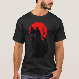 Camiseta Gato negro gatito negro gatito nipono samurai gato