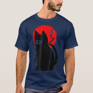 Camiseta Gato negro gatito negro gato Ninja gatito japonés
