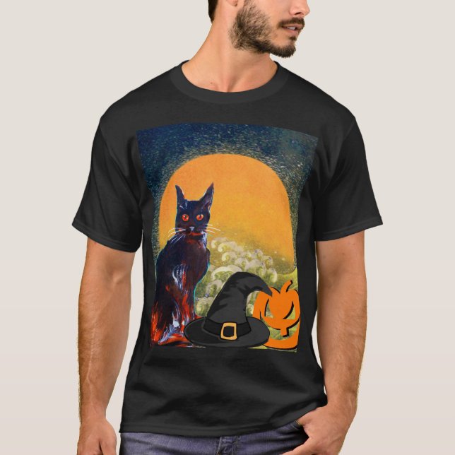 CAMISETA GATO NEGRO, GORRA DE TESTIGOS Y PARTIDO DE HALLOWE (Anverso)