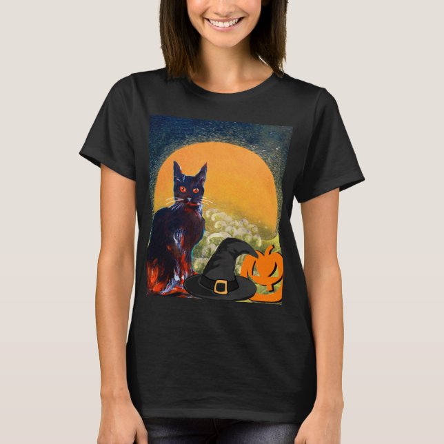CAMISETA GATO NEGRO, GORRA DE TESTIGOS Y PARTIDO DE HALLOWE (Anverso)