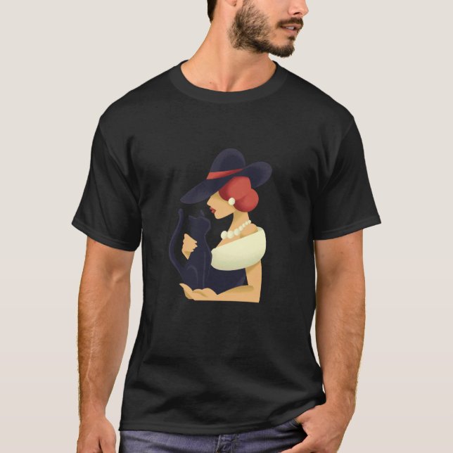 Camiseta Gato negro, gótico (Anverso)