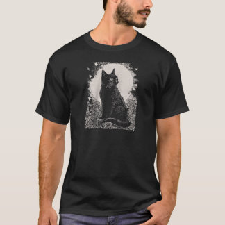Camiseta Gato negro gótico en la sala de brujas de la plant