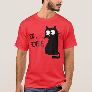 Camiseta Gato Negro Gracioso Ew People Meow Kitty 