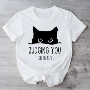 Camiseta Gato negro gracioso juzgando a tu gato silenciosam