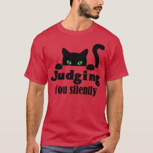 Camiseta Gato negro gracioso juzgando a tu gato silenciosam
