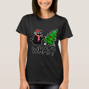 Camiseta Gato negro gracioso que presiona el árbol de Navi