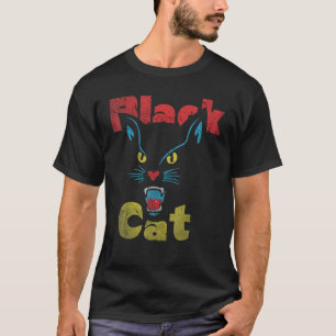 Camiseta Gato Negro Grunge Cara Gato Vintage