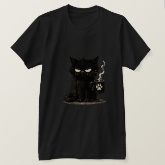 Camiseta Gato Negro Gruñón Amante del Café