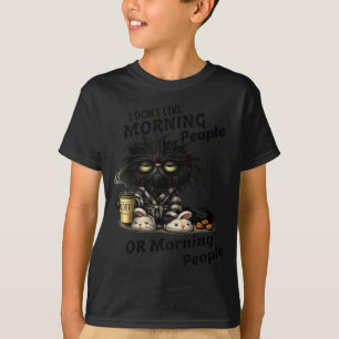 Camiseta Gato negro gruñón amante del café lindo divertido 