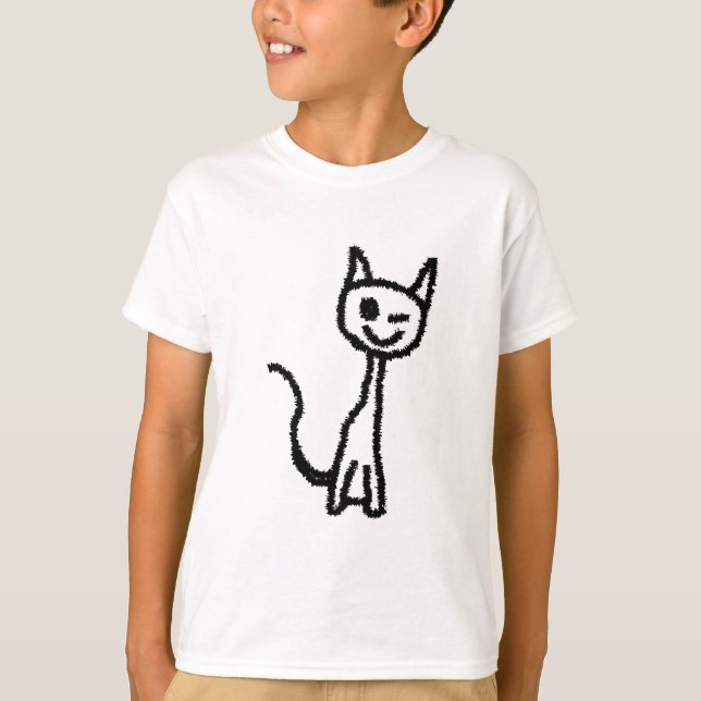 Camiseta Gato negro, guiñando (Anverso)