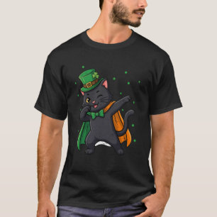 Camiseta Gato Negro Hace Dabbing Día de San Patricio Duende
