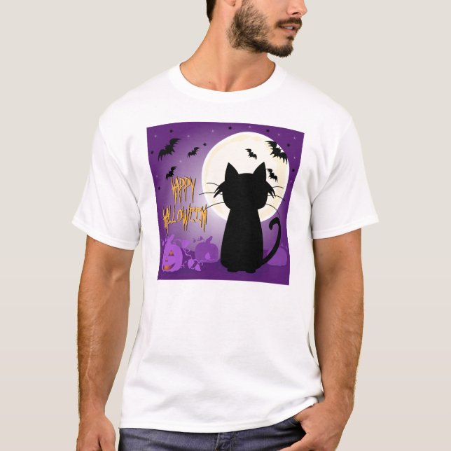 Camiseta Gato negro Halloween (Anverso)
