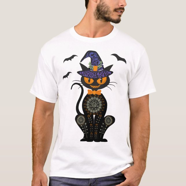 Camiseta Gato Negro Halloween (Anverso)