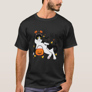 Camiseta Gato Negro Halloween Calabaza Gato Esmoquin Divert