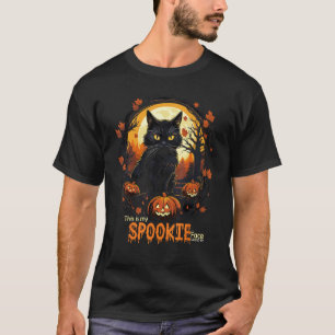 Camiseta Gato Negro Halloween Esta es Mi Cara Espeluznante 