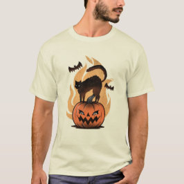 Camiseta Gato negro Halloween Gato ama al gato estrellado d