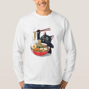 Camiseta "Gato negro hambriento con Ramen"