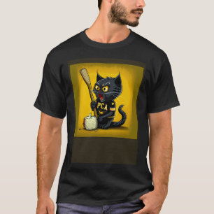 Camiseta Gato Negro Hockey Maíz en la Mazorca