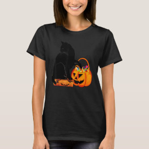 Camiseta Gato negro Jack O' Lantern Calabaza dulce dulce du