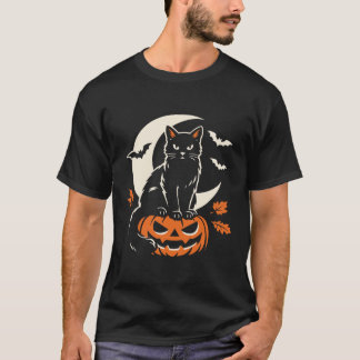 Camiseta Gato Negro Jack O Lantern Halloween