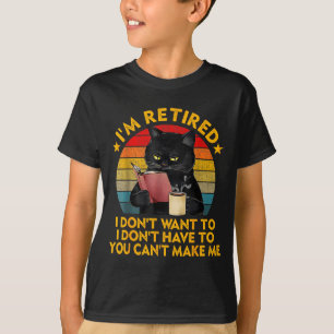 Camiseta Gato negro jubilado Café divertido Jubilación 2026