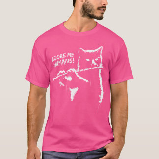 Camiseta Gato negro jugando flauta - Gato gráfico gracioso