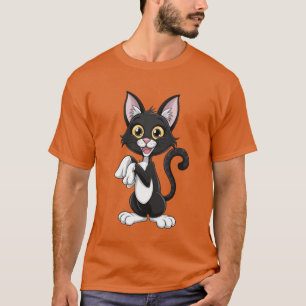 Camiseta Gato negro juguetón con ojos amarillo brillante
